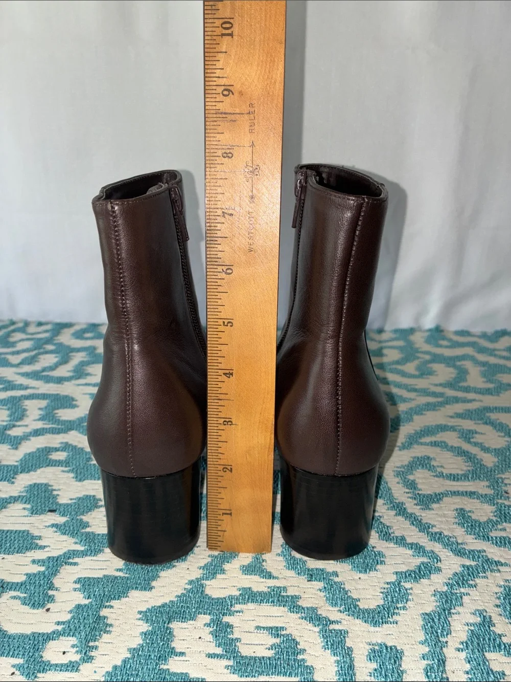 Laura Scott Vintage Brown Leather Women’s Ankle Booties with Side Zip Sz 7 1/2